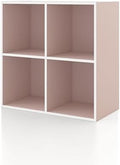 Homes: Inside + Out Apexa 4-Cube Storage Organizer Shelves, Stackable Wood by HOMESInsideOut