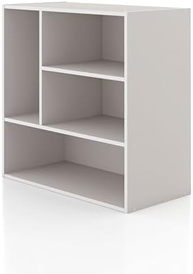Homes: Inside + Out Apexa 4-Vertical Storage Organizer Shelves, Stackable Wood by HOMESInsideOut