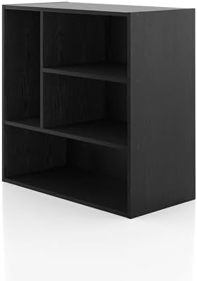 Homes: Inside + Out Apexa 4-Vertical Storage Organizer Shelves, Stackable Wood by HOMESInsideOut