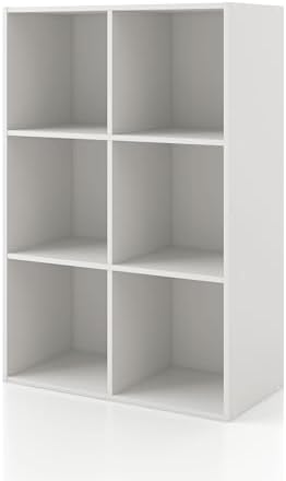Homes: Inside + Out Apexa 6-Cube Storage Organizer Shelves, Stackable Wood by HOMESInsideOut