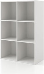 Homes: Inside + Out Apexa 6-Cube Storage Organizer Shelves, Stackable Wood by HOMESInsideOut