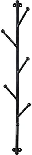 MyGift Wall Mounted Matte Black Metal 6-Hook Entryway Coat Hanger and Hat Tree - Image 6