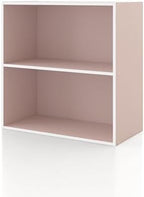 Homes: Inside + Out Apexa 2-Tier Cube Storage Organizer Shelves, Stackable Wood by HOMESInsideOut