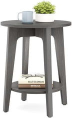 VASAGLE Round Side Table with Lower Shelf, End Table by VASAGLEbySONGMICSHOME
