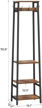 Coat Rack Freestanding with 3 Shelves and 7 Hooks - Image 3