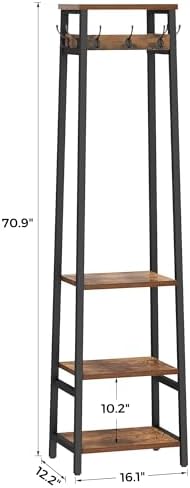 Coat Rack Freestanding with 3 Shelves and 7 Hooks - Image 3