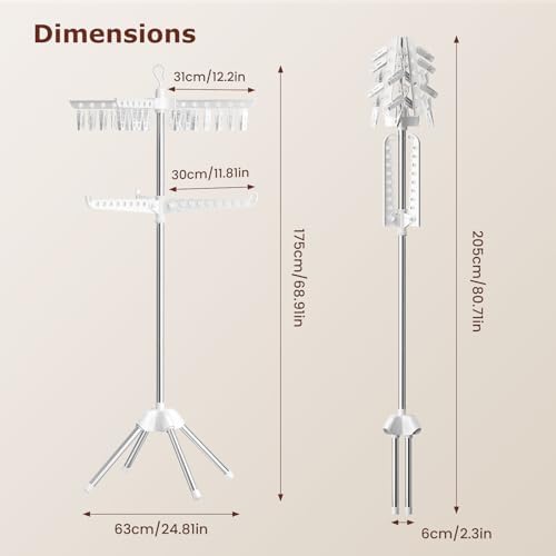 Foldable Clothes Drying Rack, Rotatable Free Standing drying rack, 2 Layer - Image 3