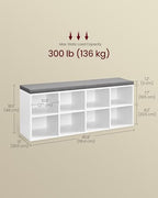 VASAGLE Shoe Bench with Cushion, 8 Compartments, 4 Adjustable Shelves - Image 3