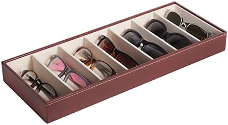 J JACKCUBE DESIGN 7 Slot Sunglasses Organizer, Leather Eyeglass Storage Tray Box - Image 3