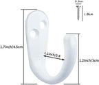 IBosins 15PCS Coat Hooks Wall Mounted White Single Prong Robe Hook - Image 3