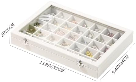 Coward Ring Earring Jewelry Organizer Box, 35 Grids Dustproof Display Holder - Image 6