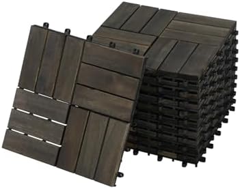 BEEFURNI Interlocking Acacia Wood Deck Tiles 12x12 by BEEFURNI