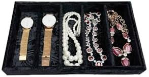 AgentMoon 5-Compartment Velvet Organizer Tray, Embossed Black - Image 6