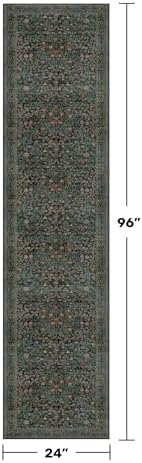 Dark Green Washable 2x8 Runner Rug Non Slip - Image 2