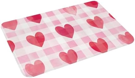 Rectangular Grid of Red Hearts Home Non Slip Mat, Vibrant Colors, Personalized - Image 4