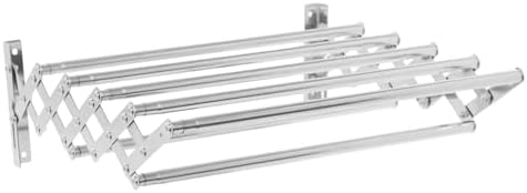 Retractable Wall Clothes Rack, Wall-Mounted Accordion Laundry Rack Silver by Unknown