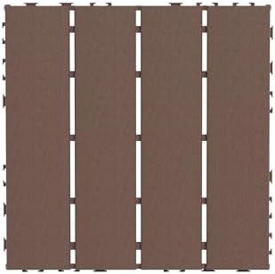 Plastic Interlocking Deck Tiles – 44 Pack 12"x12" Brown Waterproof Deck Flooring by QUAOPEFURN
