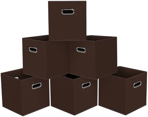 Black Foldable Storage Cubes Bins, Fabric Storage Box Cubes Organizer Baskets by HEAYEEG