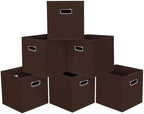Black Foldable Storage Cubes Bins, Fabric Storage Box Cubes Organizer Baskets by HEAYEEG
