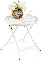 TeoKJ Folding Small Outdoor Side Table, Anti Rust Patio Metal Table by TeoKJ