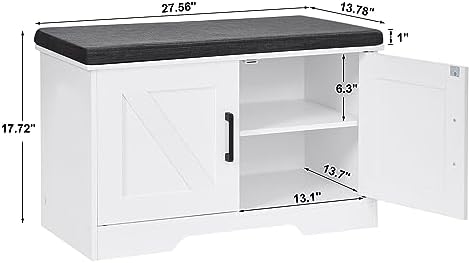HOMSHO Farmhouse Shoe Storage Bench - Image 3