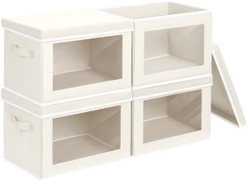 Homsorout Storage Bins with Lids, 4 Pack Large Storage Cubes with Window by Homsorout
