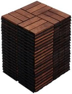 10 PCS Acacia Wood Interlocking Deck Tiles, All-Weather Decking by Unknown