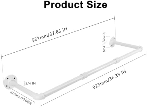 Industrial Iron Pipe Clothes Hanging Bar DIY Wall-Mounted Garment Rack Heavy - Image 3