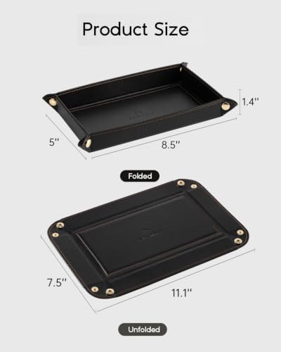 VLANDO Valet Tray for Men, Foldable PU Leather Catchall Tray - Image 4