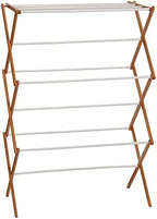Household Essentials Bamboo Folding Clothes Drying Rack | White Finish by HouseholdEssentials