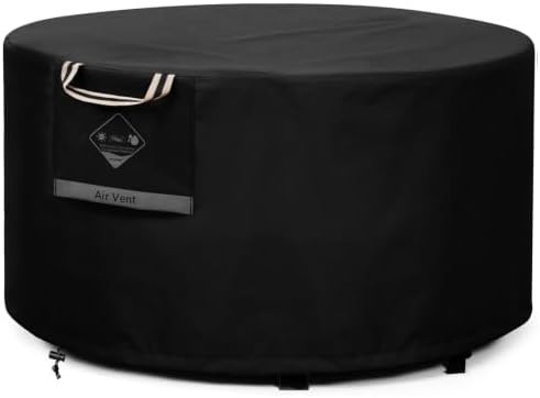QH.HOME Fire Pit Cover Round 40", 600D Heavy Duty Fabric 100% Waterproof by QHHOME