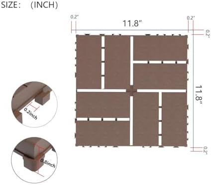 Plastic Interlocking Deck Tiles 12"x12" Waterproof Outdoor Patio Flooring PP - Image 2