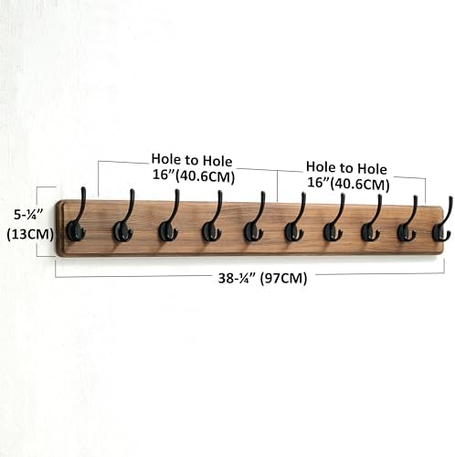 Dseap Wall Mounted Coat Rack: 38-1/4" Long, Heavy-Duty, 10-Double-Hooks Wooden - Image 6