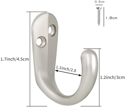 IBosins 50PCS Coat Hooks Wall Mounted Silvery Single Prong Robe Hook - Image 3