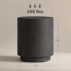 HOMCOM Outdoor Side Table Round Small End Table Concrete Finish Dark Gray - Image 3