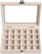 Frebeauty 24 Grid Earring Organizer, Small Velvet Jewelry Tray - Image 2