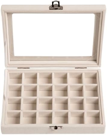 Frebeauty 24 Grid Earring Organizer, Small Velvet Jewelry Tray - Image 2