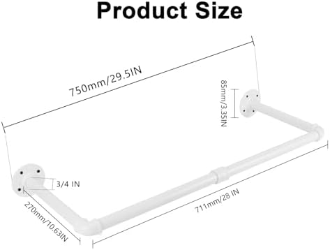 Industrial Iron Pipe Clothes Hanging Bar DIY Wall-Mounted Garment Rack Heavy - Image 2