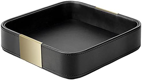 SANZIE Leather Tray Desktop Storage, Trinket Catchall Tray by SANZIE