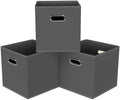 Black Foldable Storage Cubes Bins, Fabric Storage Box Cubes Organizer Baskets by HEAYEEG