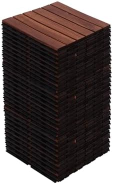 30 PCS Brown Acacia Wood Interlocking Deck Tiles by Unknown