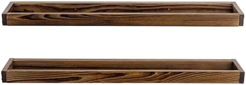 MyGift 30 Inch Rustic Burnt Wood Hanging Shoe Rack Wall Mounted Storage - Image 7