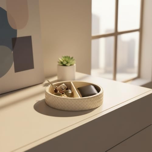 Round Faux Leather Vanity Tray Organizer - Image 6