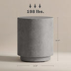 HOMCOM Outdoor Side Table Round Small End Table Concrete Finish Light Gray - Image 3