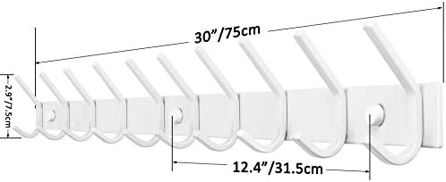WEBI Coat Rack Wall Mounted, 10 Hooks, Coat Hanger Wall, Hook Rack, Jacket Hooks - Image 3