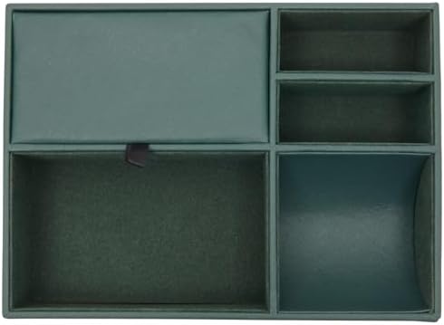 Juvale 5 Compartment Emerald Green Leather Valet Tray - Image 5