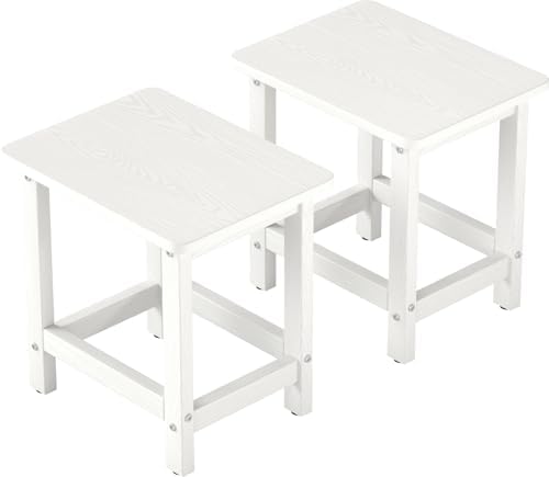 Set of 2 HDPE Outdoor Side Table, Weatherproof Small Outdoor Table by BIVODA