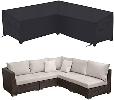 Patio Sectional Sofa Cover Outdoor Waterproof Windproof 85" X 85" V-Shaped by MIFXIN