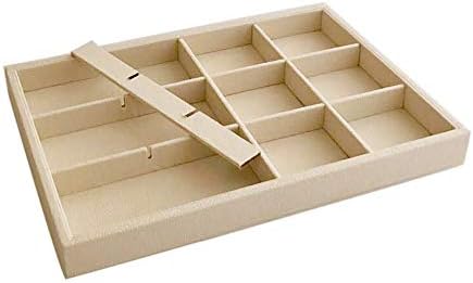 Beige Velvet Jewelry Accessory Organizer Tray 12 Compartment, Stackable Ring & - Image 4