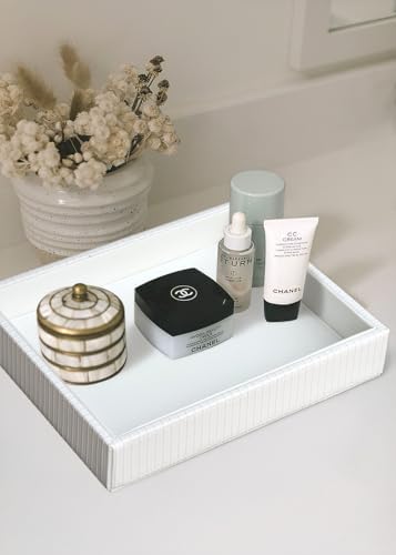 HofferRuffer Faux Leather Vanity Tray, Elegant Desktop Storage Organizer - Image 4
